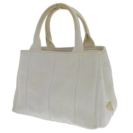Prada-Prada Canapa Logo Handbag Bolsa de lona 1BG439 em boa condição-Branco