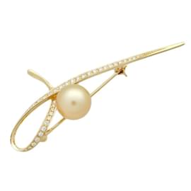 & Other Stories-18K Spilla con perle dei Mari del Sud-D'oro