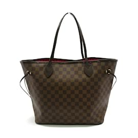 Louis Vuitton-Louis Vuitton Damier Ebene Neverfull MM Bolsa de lona N51105 em boas condições-Marrom