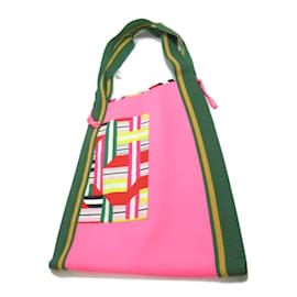 Hermès-Canvas Beach Tote Bag-Pink