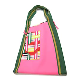 Hermès-Bolso tote de playa de lona-Rosa