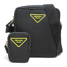 Prada-Prada Nylon Messenger Bag Canvas Umhängetasche 2VH112 In sehr gutem Zustand-Schwarz