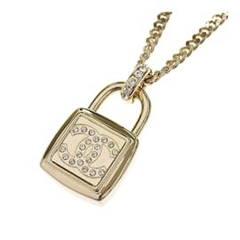Chanel-CC Strass Padlock Pendant Necklace-Golden