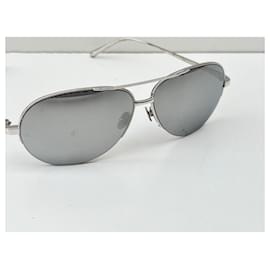 Linda Farrow-Linda Farrow Silver Titanium Aviator Sunglasses-Metallic
