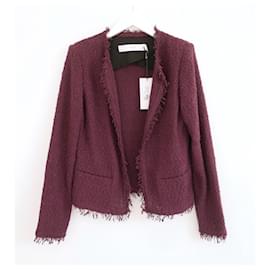 Iro-IRO Shavani Burgundy Cotton Tweed Jacket-Prune