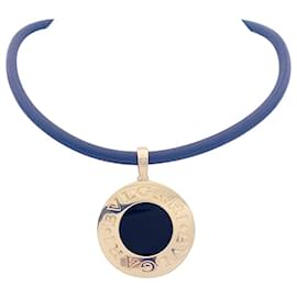 Bulgari-Collier Bulgari "Bulgari Bulgari" or jaune, acier, onyx.-Autre