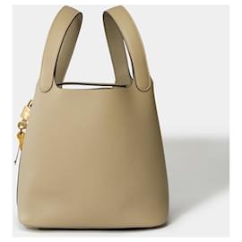 Hermès-HERMES Picotin Bag in Khaki Leather - 101682-Khaki