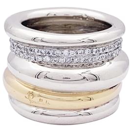 Pomellato-Pomellato ring, "Tubolar", two golds and diamonds.-Other
