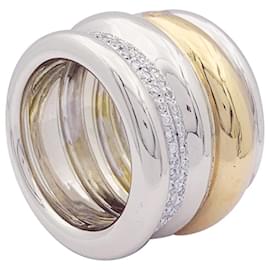 Pomellato-Pomellato ring, "Tubolar", two golds and diamonds.-Other