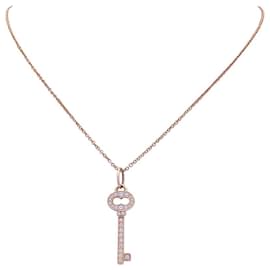 Tiffany & Co-Collier Tiffany & Co. "Clef" or rose, diamants.-Autre