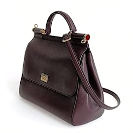 Dolce & Gabbana-Dolce & Gabbana Dolce & Gabbana Sicily Grande bag in burgundy dauphine leather-Purple