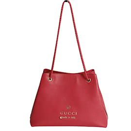 Gucci-Gucci Gifford shoulder tote bag in coral-colored grained leather-Red