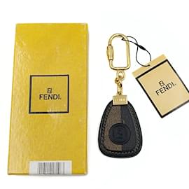 Fendi-Fendi Porte-clés Fendi Pacan en cuir bicolore-Noir