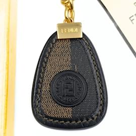 Fendi-Fendi Fendi Pacan key ring in two-tone leather-Black