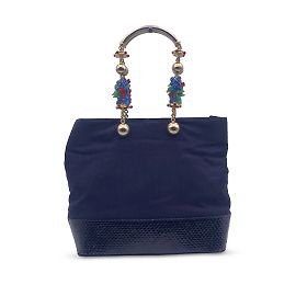 Gianni Versace Tote Bag Vintage Andy Warhol Blue