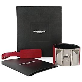 Saint Laurent Saint Laurent Collier de Chien red leather bracelet Red