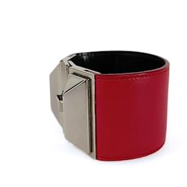 Saint Laurent-Saint Laurent Saint Laurent Collier de Chien bracelet en cuir rouge-Rouge