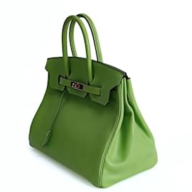 Hermès-Hermès Hermès Birkin 35 bag in apple green ever calf leather-Green