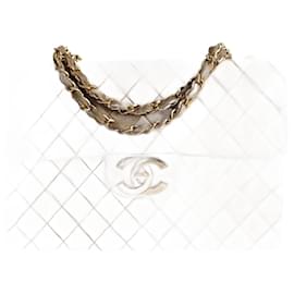 Chanel-Chanel Chanel Big Matelassè Classic single flap bag in beige suede-Beige