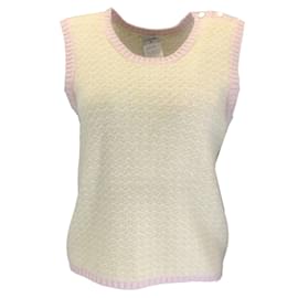 Autre Marque-Chanel Vert Clair / Pull en tricot de cachemire sans manches rose-Multicolore