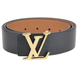 Louis Vuitton-Black LV Initiales Reversible Belt-Noir