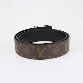 Louis Vuitton-Cinto Reversível Monograma Iniciais Preto-Preto