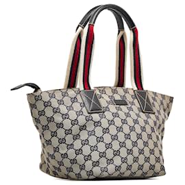 Gucci-Gray Gucci GG Canvas Web Handbag-Other