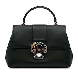 Dolce & Gabbana-Black Dolce&Gabbana Medium Lucia Leather Satchel-Black