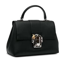 Dolce & Gabbana-Black Dolce&Gabbana Medium Lucia Leather Satchel-Black