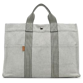 Hermès-Gray Hermes Toile Herline MM Tote Bag-Other
