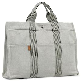 Hermès-Gray Hermes Toile Herline MM Tote Bag-Other