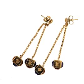 Louis Vuitton-Gold Louis Vuitton Gamble Drop Earrings-Golden