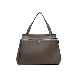 Céline-Grey Celine Leather Edge Handbag-Grey