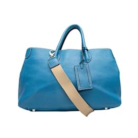 Autre Marque-Blue Suarez Leather Crossbody Tote Bag-Blue