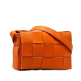 Bottega Veneta-Orange Bottega Veneta Intrecciato Cassette Crossbody Bag-Arancione