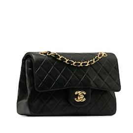 Chanel-Black Chanel Small Classic Lambskin lined Flap Bag-Black