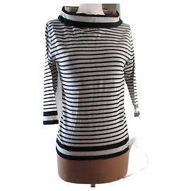 Trussardi Jeans Top/striped sweater. Size L. Eggshell
