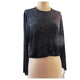 Yves Saint Laurent-Top in velluto, taille 38/40.-Nero