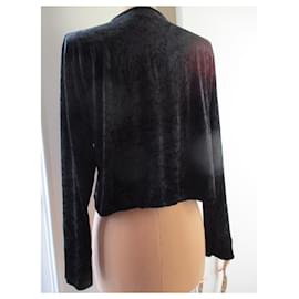 Yves Saint Laurent-Top panne de velours, taille 38/40.-Noir