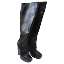 Balenciaga-botas de cuero negro, Pointure 36,5 IT.-Negro