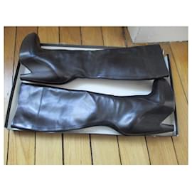 Balenciaga-Bottes cuir noir, pointure 36,5 IT.-Noir