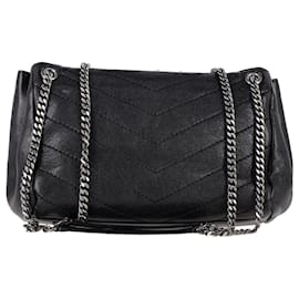 Saint Laurent-Bolso bandolera pequeño Saint Laurent Nolita con pasadores en piel negra-Negro