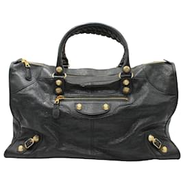 Balenciaga-Balenciaga Giant 21 Work Bag in 'Anthracite' Black Lambskin Leather-Black