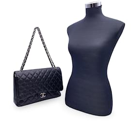 Chanel-Black Quilted Caviar Maxi Timeless Classic 2.55 lined Flap Bag-Black