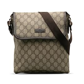 Gucci-GG Supreme Crossbody Bag 223666.0-Brown