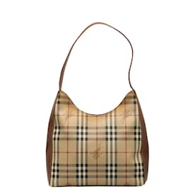 Burberry-sac porté épaule à carreaux Haymarket-Beige