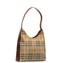Burberry-sac porté épaule à carreaux Haymarket-Beige
