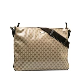 Gucci-Grand sac messager plat GG Crystal 190628-Beige