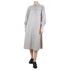 Autre Marque-Robe chemise midi en flanelle grise-Gris