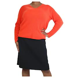 Maje-Suéter de caxemira com nervuras laranja brilhante - tamanho Reino Unido 12-Laranja
